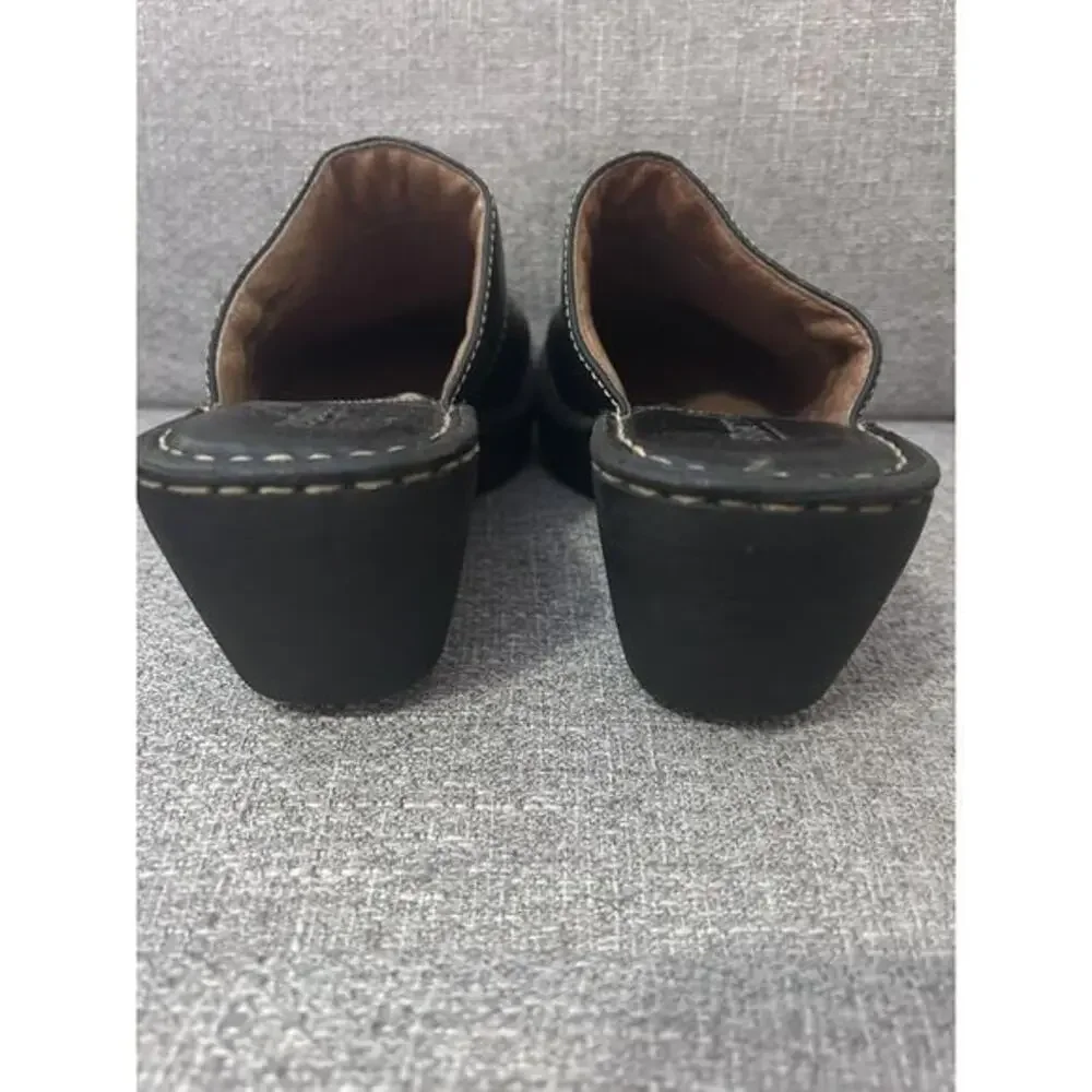 Born Black Leather Wedge Clog Sneakers - Women's